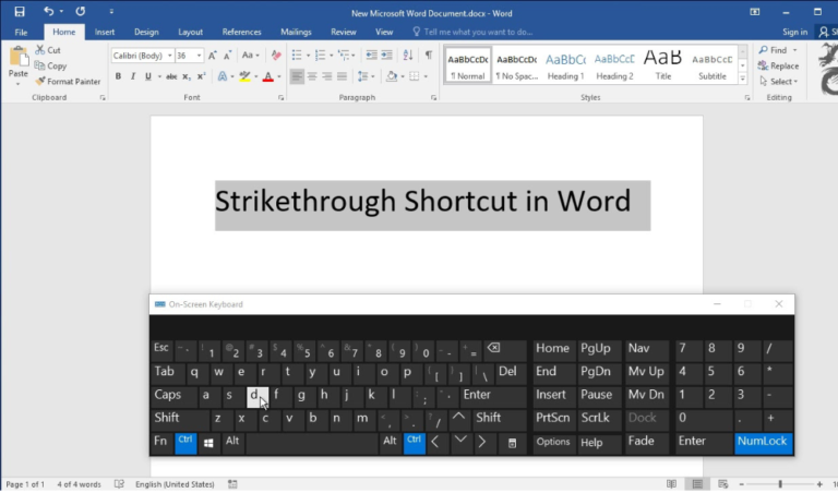 Shortcut Key For Strikethrough